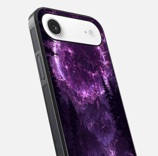 Eternal Cosmic Drive Glass Case for iPhone Air  close-up highlighting cosmic lights and reflection depth