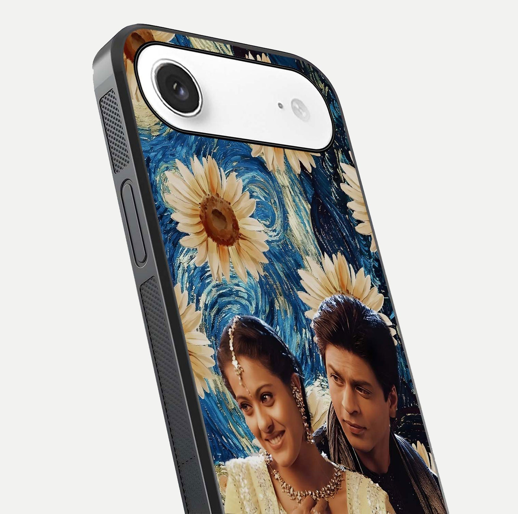 Eternal Love Story Glass Case for iPhone Air  close-up highlighting couple detail and light reflection