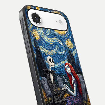 Eternal Night Love Glass Case for iPhone Air  close-up highlighting stars and reflection glow