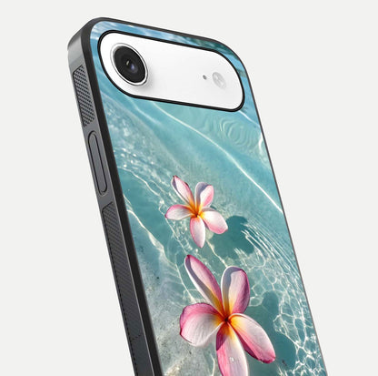 Floating Bloom Bliss Glass Case for iPhone Air  close-up highlighting petal detail and reflection tone