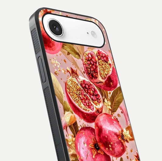 Golden Bloom Glow Glass Case for iPhone Air  close-up angled shot showing metallic tones and reflection brilliance