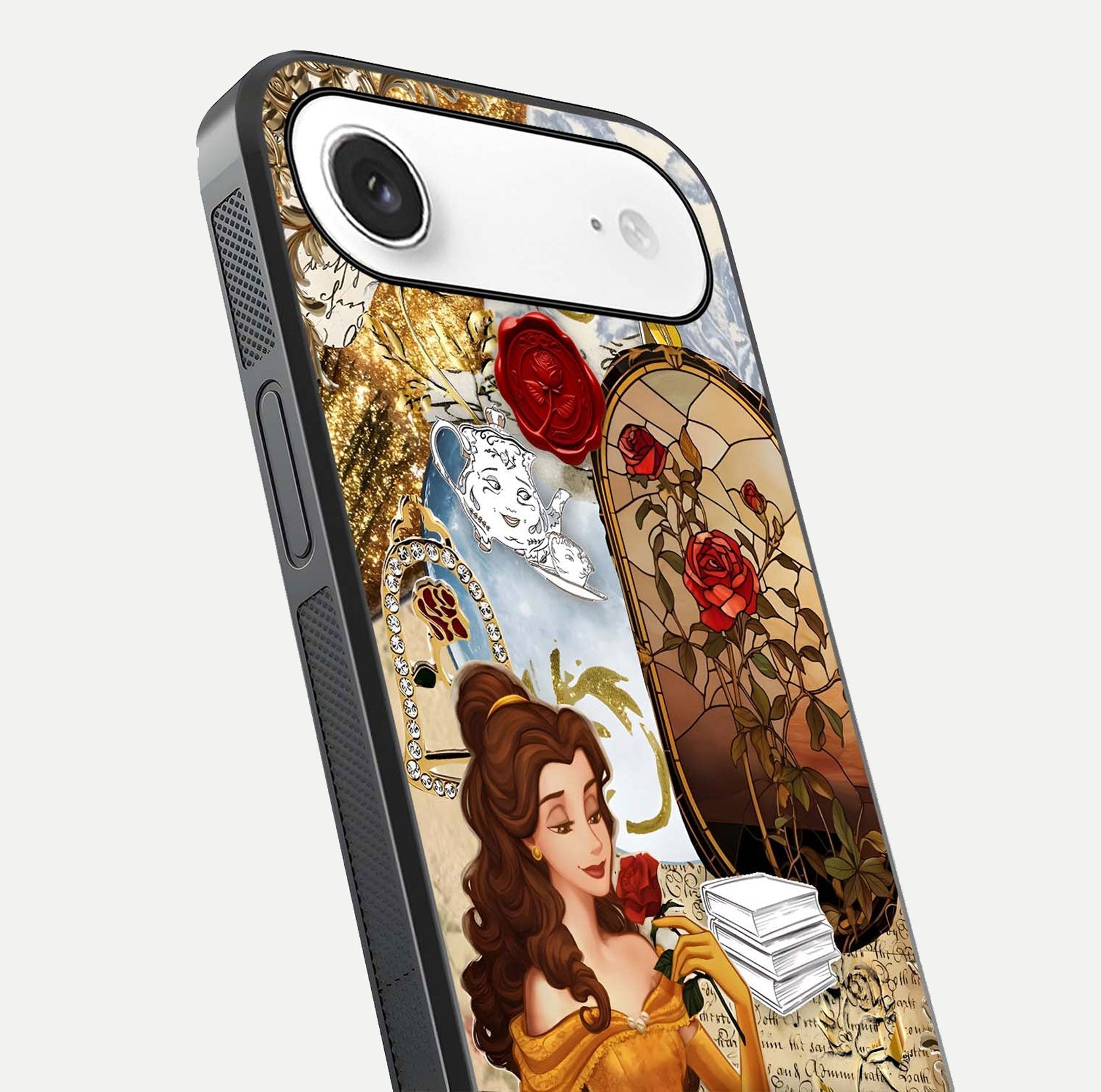 Golden Dream Belle Glass Case for iPhone Air  close-up angled shot showing gradient tones and reflection polish