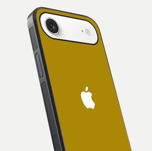 Golden Luxe Aura Glass Case for iPhone Air  close-up angled shot showing metallic shine and light reflection
