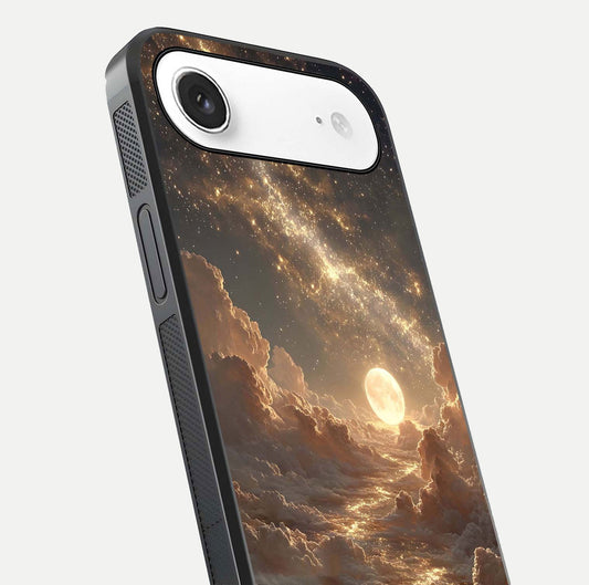 Golden Sky Dream Glass Case for iPhone Air  close-up angled shot showing gradient tones and reflection polish