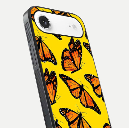 Golden Wing Flight Glass Case for iPhone Air  close-up angled shot showing metallic wing texture and shine detail