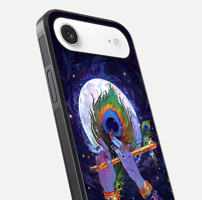 Krishna Hands Art Glass Case for iPhone Air  close-up angled shot showing detailed hand design and shine
