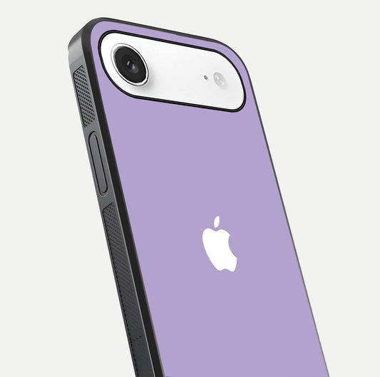 Lavender Soft Minimal Glass Case for iPhone Air  close-up angled shot showing clean color texture and shine