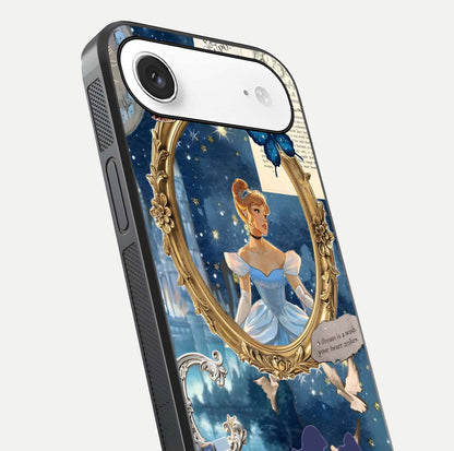 Midnight Queen Glass Case for iPhone Air  close-up angled shot featuring crown motif and gloss reflection