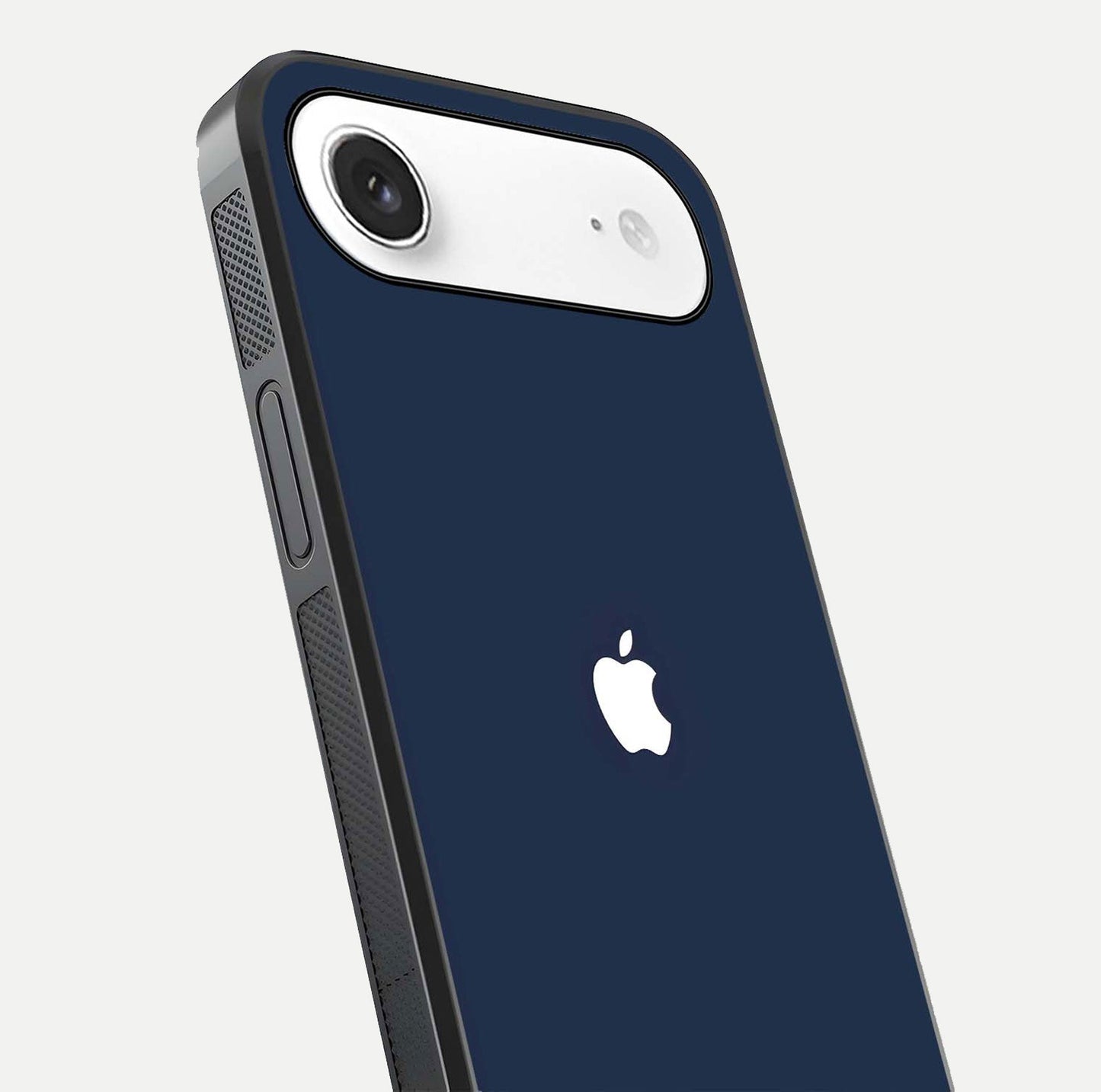 Minimal Apple Night Glass Case for iPhone Air  close-up angled shot showing clean reflection and soft tone