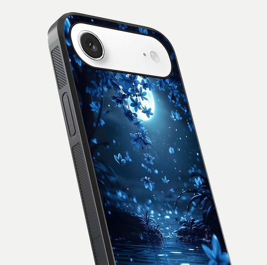 Moonlight Petal Dream Glass Case for iPhone Air  close-up angled shot showing petal reflection and glow texture