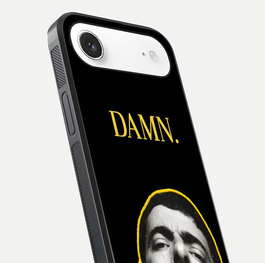 Mr Bean Damn Glass Case for iPhone Air  close-up angled shot highlighting comic expression and shine detail