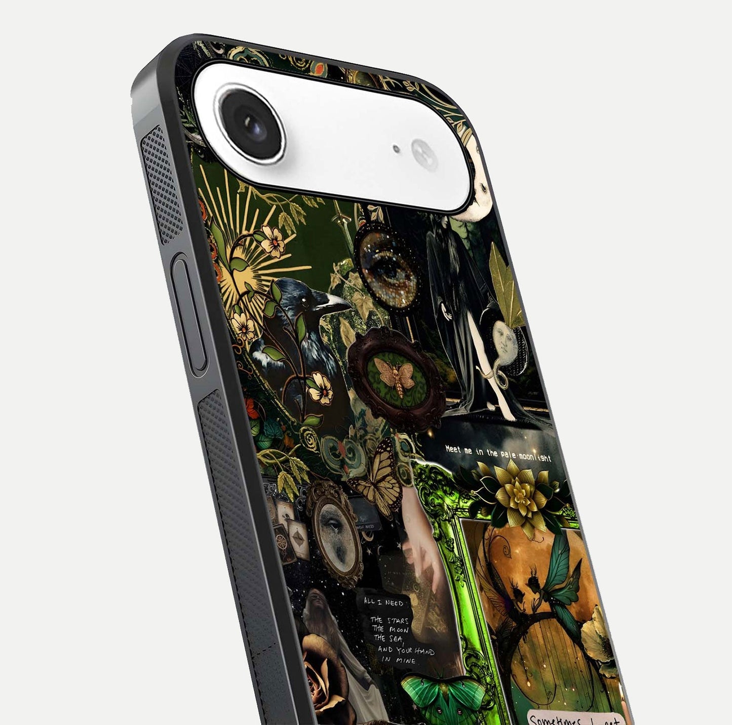 Mystic Woods Secret Glass Case for iPhone Air  close-up angled shot highlighting tree texture and reflection