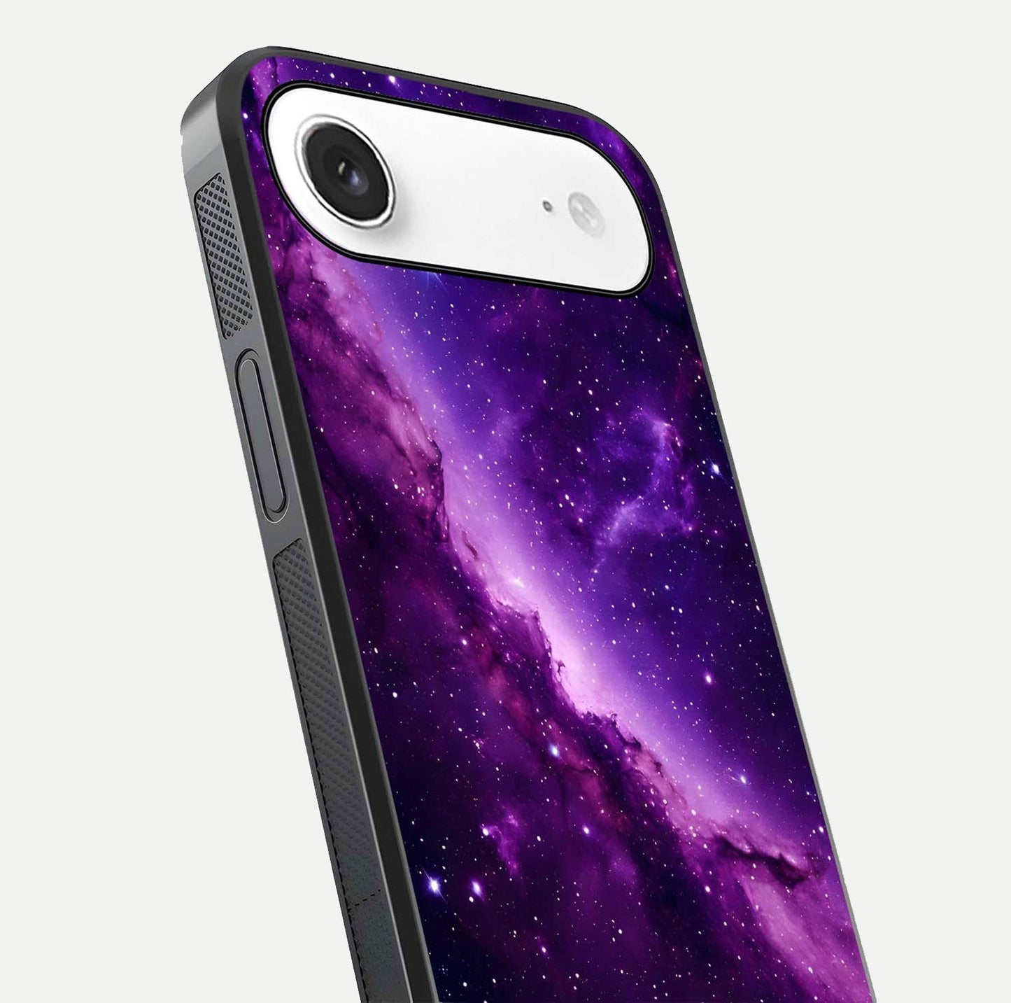 Purple Shade Sky Glass Case for iPhone Air  close-up angled shot highlighting color gradient and reflection