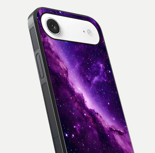 Purple Shade Sky Glass Case for iPhone Air  close-up angled shot highlighting color gradient and reflection