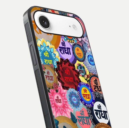 Radha Divine Bloom Glass Case for iPhone Air  close-up angled shot highlighting divine detailing and shine