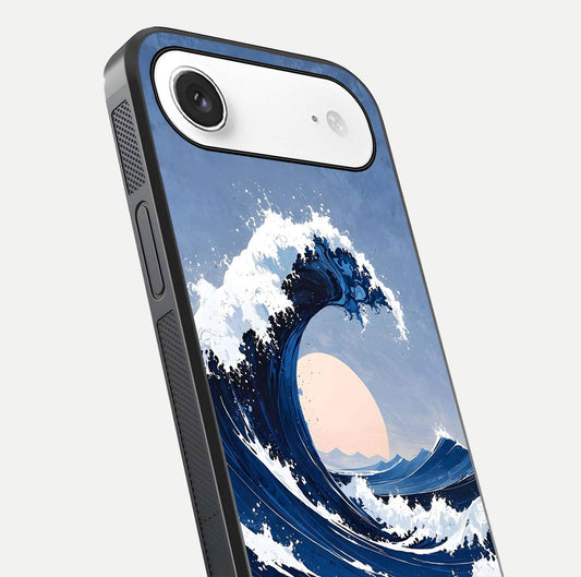 Rising Tide Power Glass Case for iPhone Air  close-up angled shot highlighting water motion and reflection