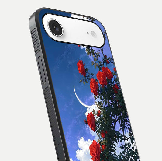 Rose Drift Flowers Glass Case for iPhone Air  close-up angled shot highlighting floral texture and reflection