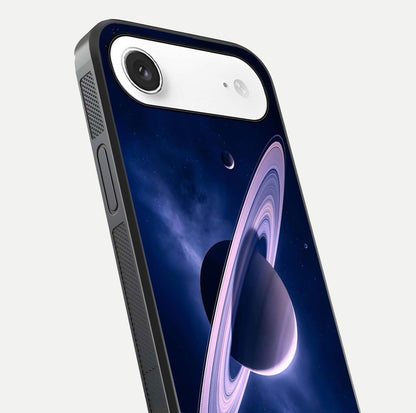 Saturn Ring Mystique Glass Case for iPhone Air  close-up angled shot highlighting ring detail and HD reflection