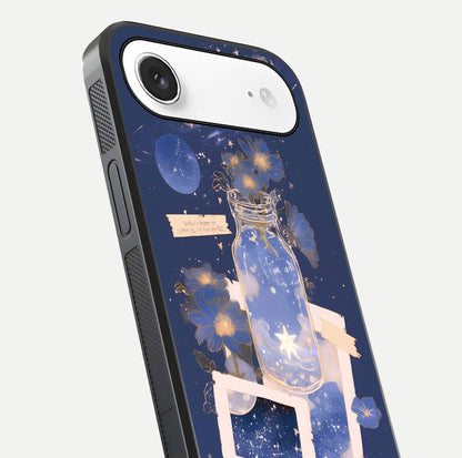 Starlit Cosmic Jar Glass Case for iPhone Air  close-up angled shot highlighting stars, reflections, and HD shine