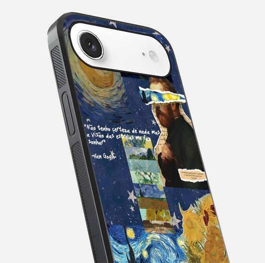 Starry Dream Vision Glass Case for iPhone Air  close-up angled shot highlighting cosmic light and reflection