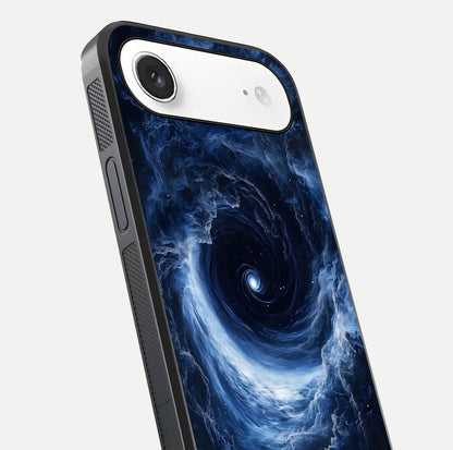 Stunning Galaxy Glass Case for iPhone Air  close-up angled shot highlighting nebula tones and HD reflection