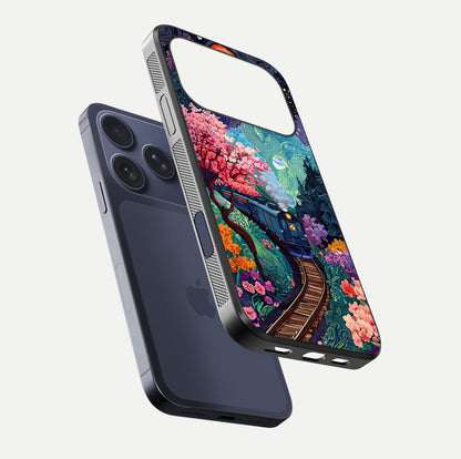 Digital Art Glass Case for iPhone 17 Pro floating mockup showing HD gloss and smooth reflection