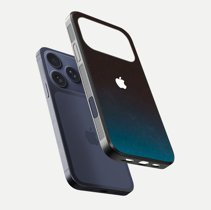 Green Emerald Apple Logo Glass Case for iPhone 17 Pro floating dual-view mockup showing glossy shine and premium color tone