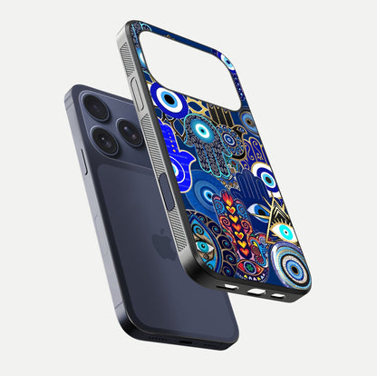 Mystic Palm Guard Glass Case for iPhone 17 Pro floating dual-view mockup showing HD reflection and vivid tone
