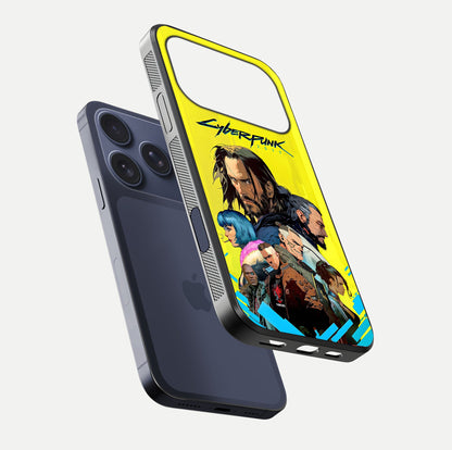 Neon Rebel Genesis Glass Case for iPhone 17 Pro floating dual-view mockup showing electric glow and depth