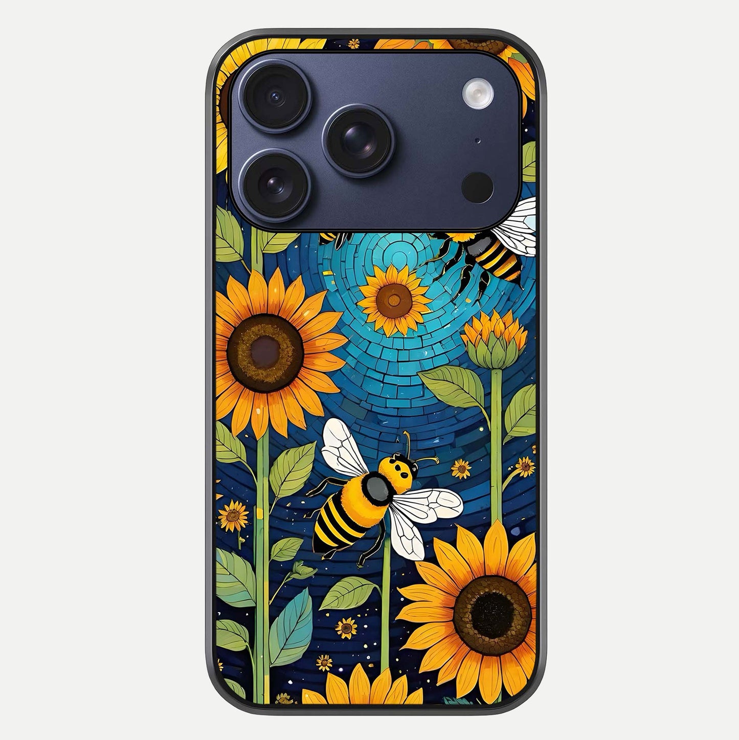 Bees & Sunflowers Glass Case For iPhone 16 Pro by Custom World