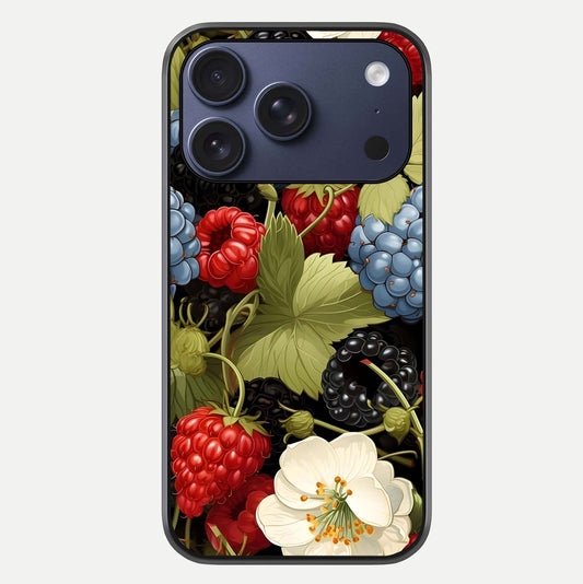 Berry Bloom Charm Glass Case For iPhone 16 Pro by Custom World