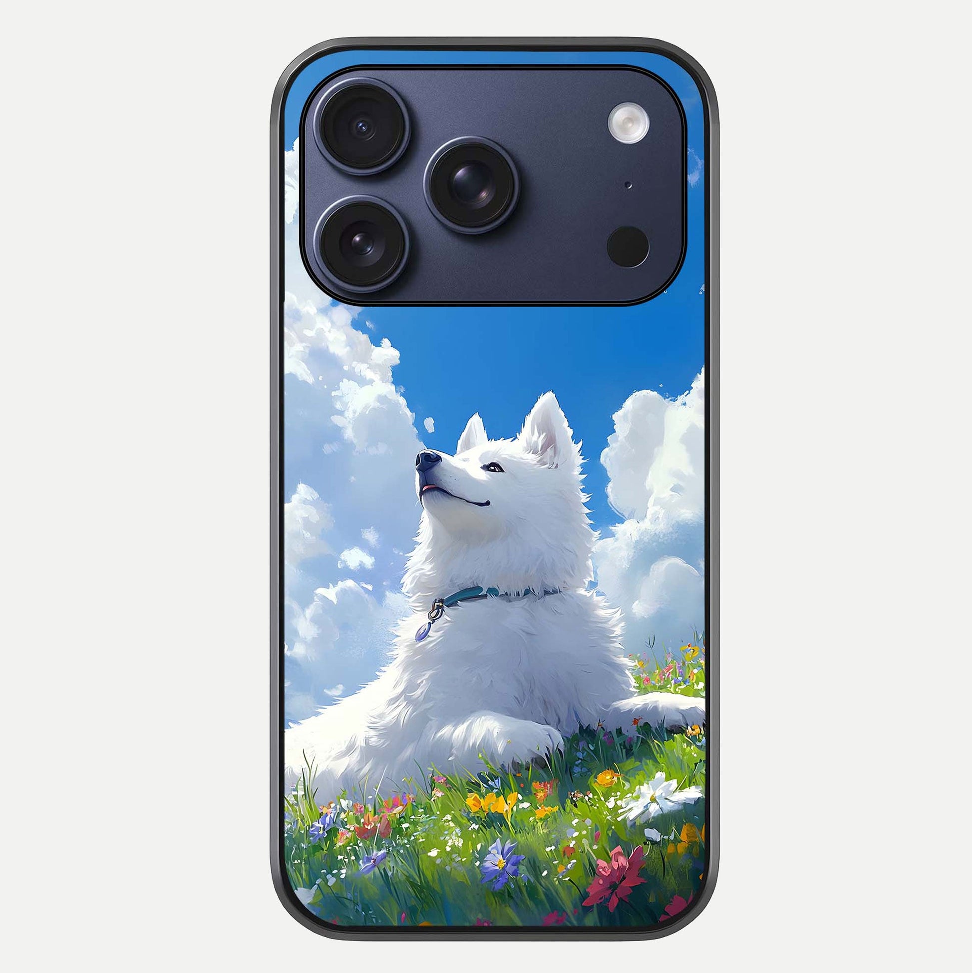 Blissful Cloud Pup Glass Case For iPhone 16 Pro by Custom World