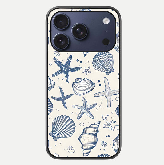 Blue Ocean Outline Glass Case For iPhone 16 Pro by Custom World