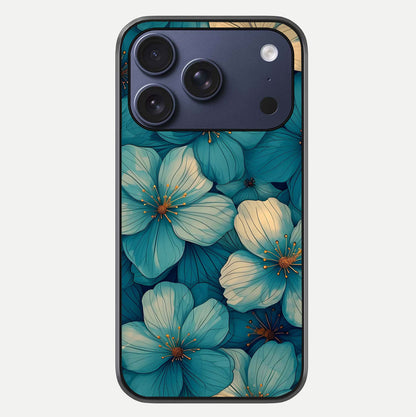 Blue Shade Floral Glass Case For iPhone 17 Pro by Custom World