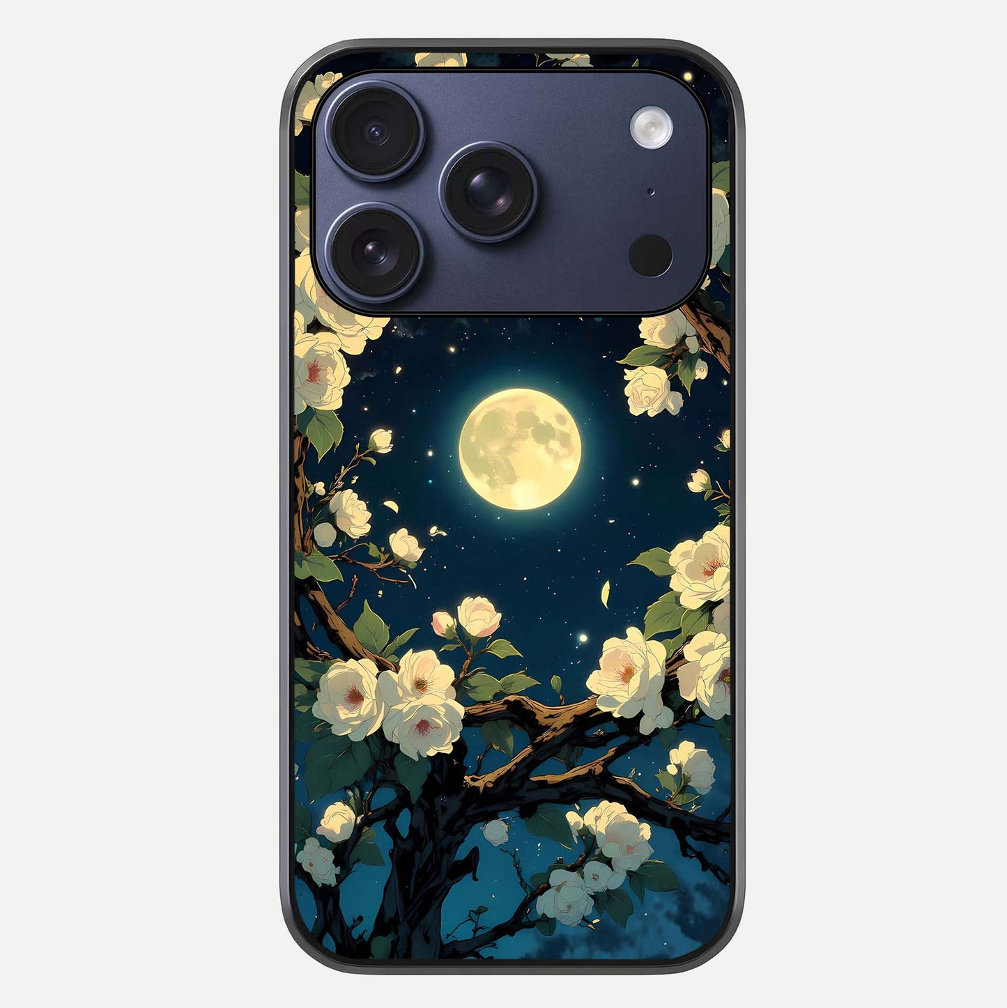 Celestial Moon & Flower Glass Case For iPhone 17 Pro by Custom World