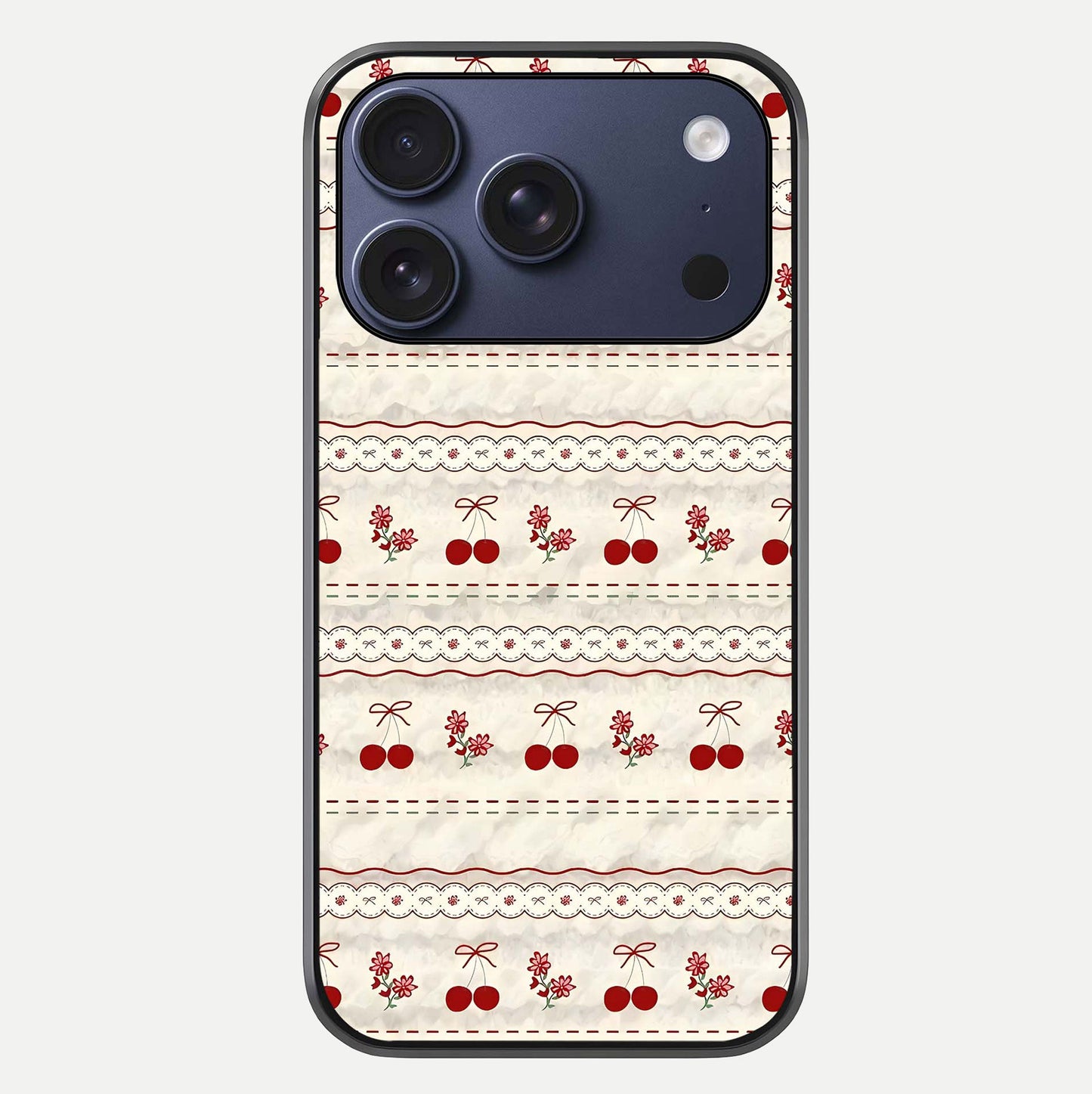 Cherry Bloom Charm Glass Case For iPhone 17 Pro by Custom World