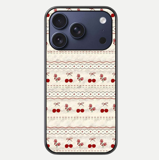 Cherry Bloom Charm Glass Case For iPhone 17 Pro by Custom World