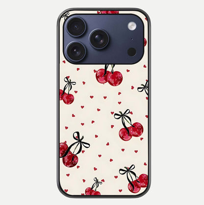 Cherry Heart Bow Glass Case For iPhone 17 Pro by Custom World