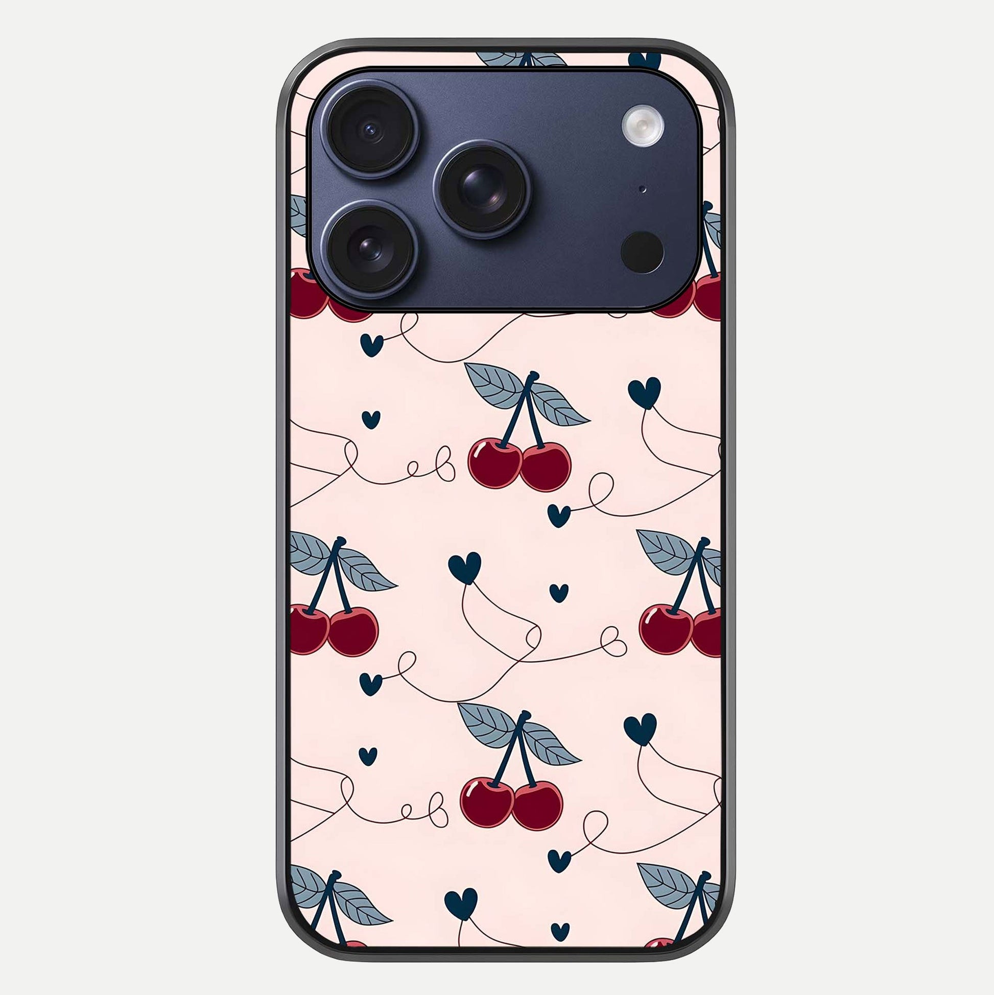 Cherry Heart Line Glass Case For iPhone 17 Pro by Custom World