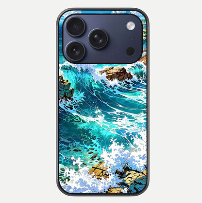 Coastal Blue Waves Glass Case For iPhone 17 Pro by Custom World