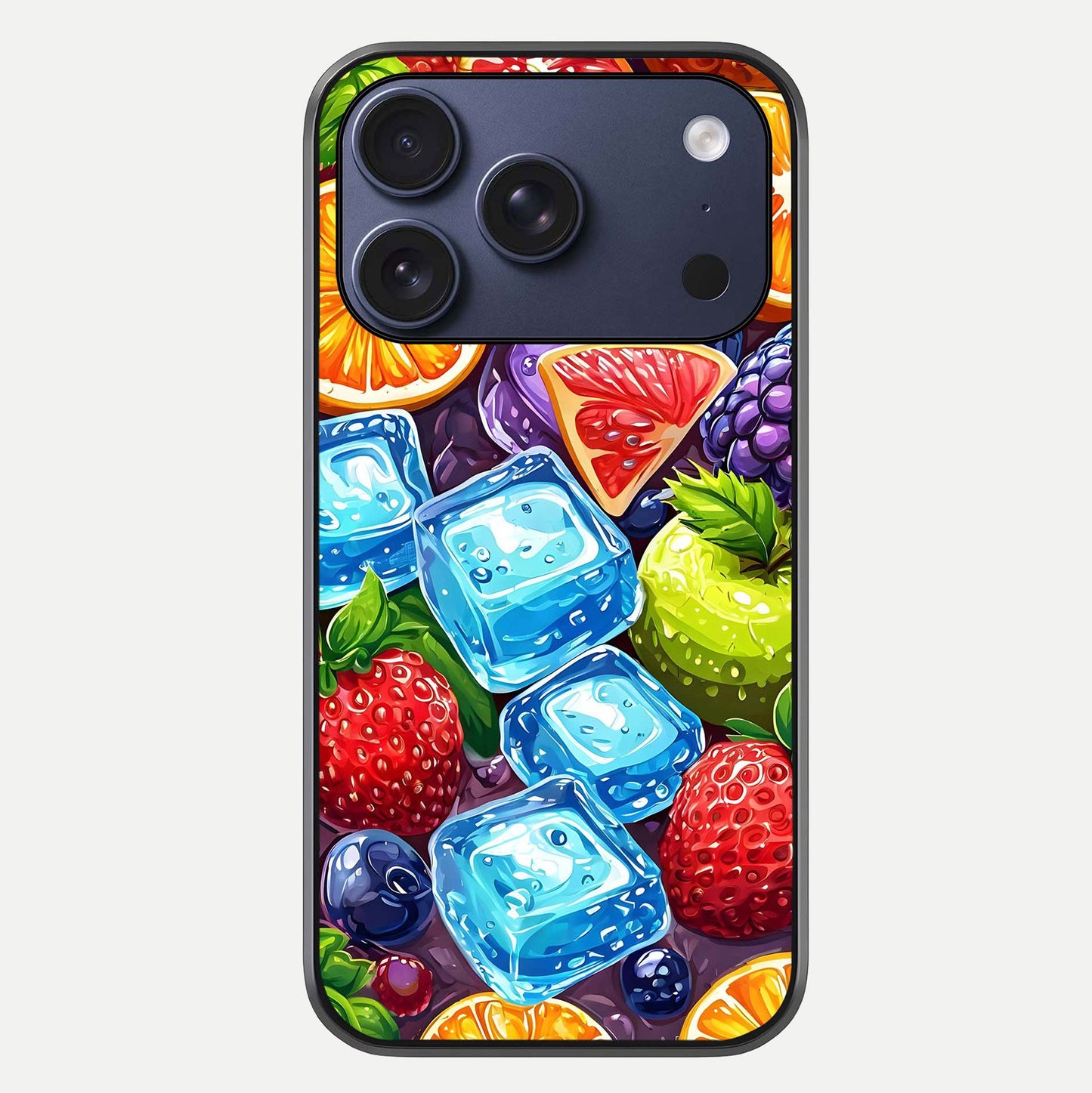 Colorful Fruits With Ice Glass Case For iPhone 17 Pro by Custom World