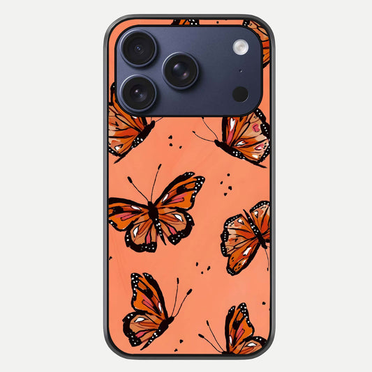 Coral Wing Butterfly Glass Case For iPhone 17 Pro by Custom World