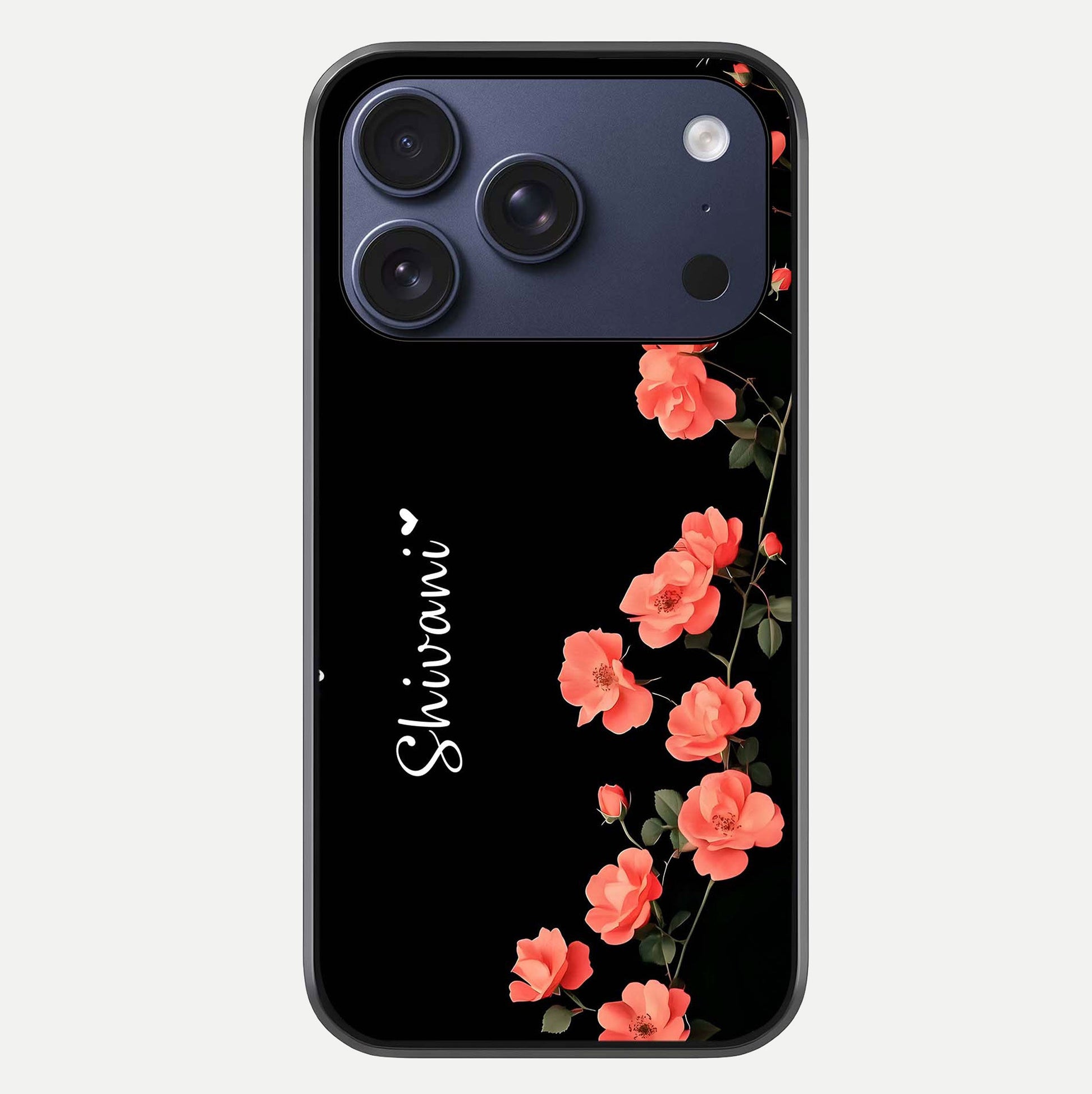 Crimson Bloom Grace Custom Name Glass Case For iPhone 17 Pro by Custom World