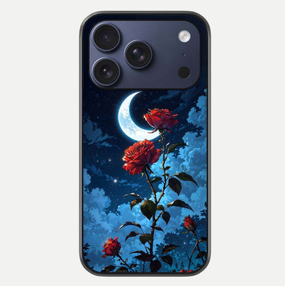 Crimson Rose Moon Glass Case For iPhone 17 Pro by Custom World