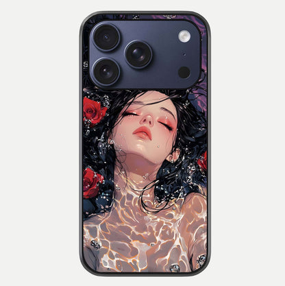Crimson Rose Serenity Glass Case For iPhone 17 Pro by Custom World