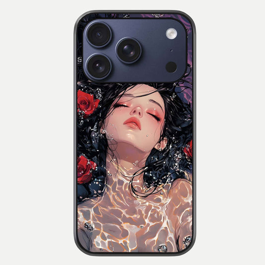 Crimson Rose Serenity Glass Case For iPhone 17 Pro by Custom World