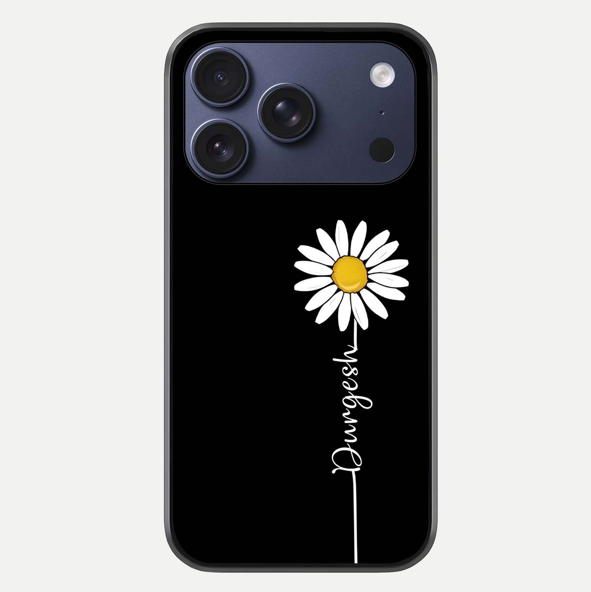 Custom Name White Flower Glass Case For iPhone 17 Pro by Custom World