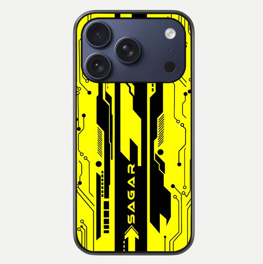 Electric Pulse CYBERPUNK Custom Name Glass Case For iPhone 17 Pro by Custom World