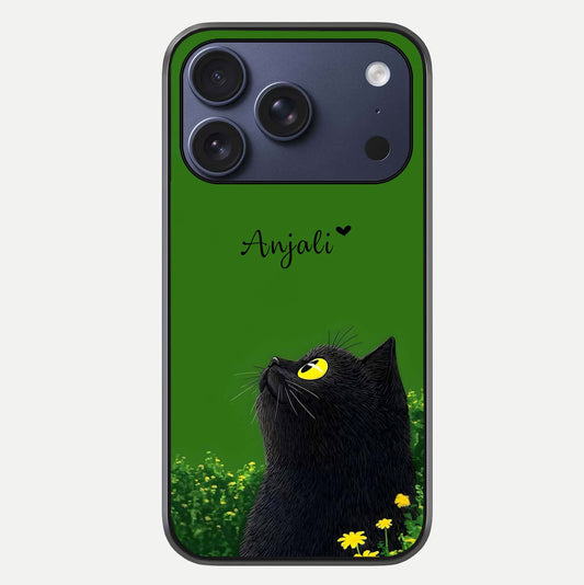 Emerald Cat Custom Name Glass Case For iPhone 17 Pro by Custom World