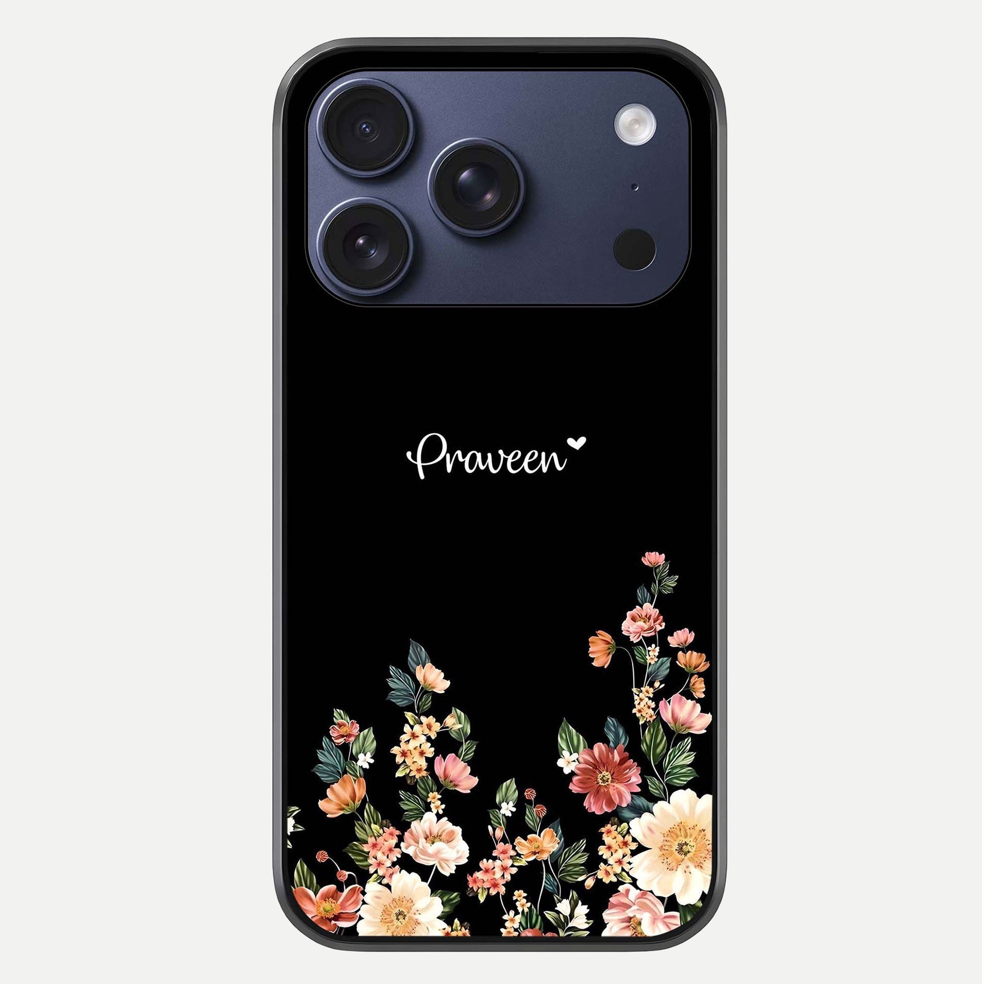 Floral Design Personalized Custom Name Glass Case For iPhone 17 Pro by Custom World